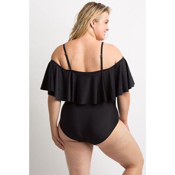 Pinkblush maternity black ruffle one-piece swimsuit, S - Picture 8 of 9